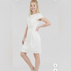Express Twist Front Sheath Dress, Ivory, Medium